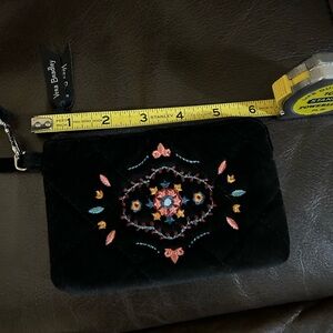 Vera Bradley velvet floral embroidered small wristlet